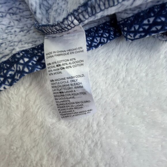 Chico's Womens Blue & White Geometric Balloon Sleeve V-Neck Top Size 1, Medium - Picture 4 of 8